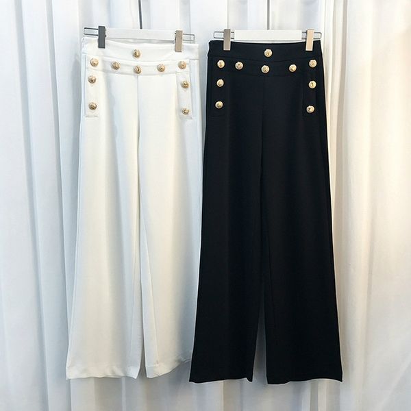 wide leg pants women autumn and winter metal buttons pants women's trousers high waist pantalon femme white black, Black;white
wide leg pants women autumn and winter metal buttons pants women's trousers high waist pantalon femme white black, Black;white