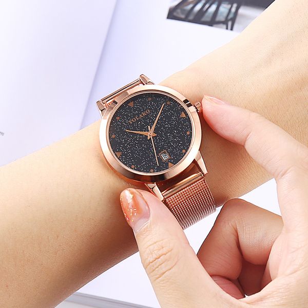 reloj mujer women watches sleek minimalist calendar stainless steel mesh belt ladies quartz watch bayan kol saati, Slivery;brown
reloj mujer women watches sleek minimalist calendar stainless steel mesh belt ladies quartz watch bayan kol saati, Slivery;brown