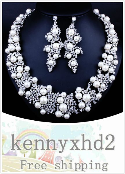 korean luxury full diamond imitation pearl necklace earrings two-piece set wedding pgraphy bride wedding jewelry set, Silver
korean luxury full diamond imitation pearl necklace earrings two-piece set wedding pgraphy bride wedding jewelry set, Silver