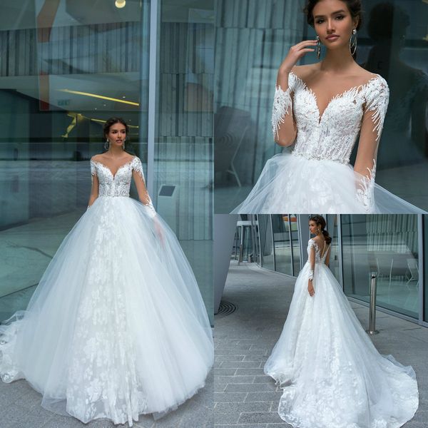 Crystal Design A Line Bohemian Wedding Dresses Affordable Lace Appliqued Sheer Neck Beach Wedding Dress Sweep Train Long Sleeve Bridal Gowns, White
Crystal Design A Line Bohemian Wedding Dresses Affordable Lace Appliqued Sheer Neck Beach Wedding Dress Sweep Train Long Sleeve Bridal Gowns, White