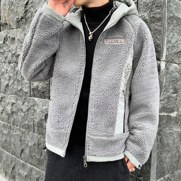 

men's jackets winter hooded 2021 autum warm cashmere coats for males zipper hoodies letters print m-4xl sizes, Black;brown