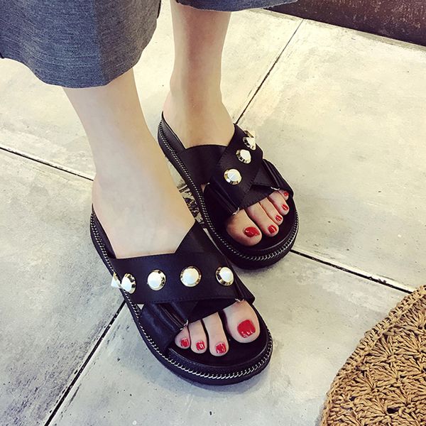 summer sandals women platform pearl open toe comfort shoes size 35-40 casual beach anti skidding flat ankle slippers footwear, Black
summer sandals women platform pearl open toe comfort shoes size 35-40 casual beach anti skidding flat ankle slippers footwear, Black