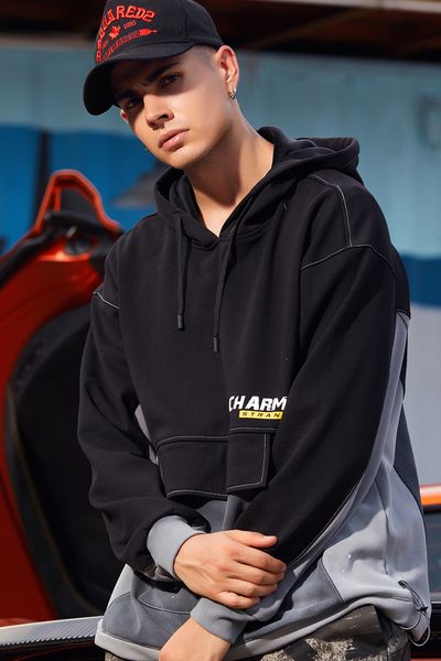 2019 winter new men's plush sweater hooded couple's hip hop gradient printing trend brand, Black
2019 winter new men's plush sweater hooded couple's hip hop gradient printing trend brand, Black