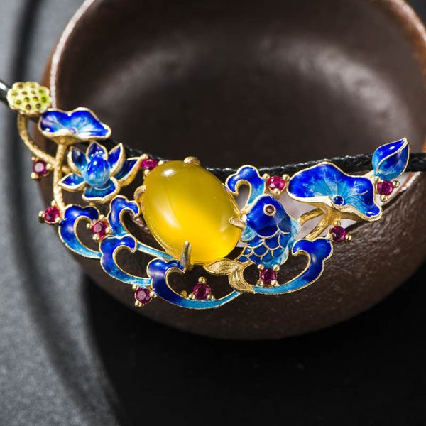 national retro thai silver tektronix silver jewelry cloisonne s925 sterling lotus natural yellow agate women pendant
national retro thai silver tektronix silver jewelry cloisonne s925 sterling lotus natural yellow agate women pendant