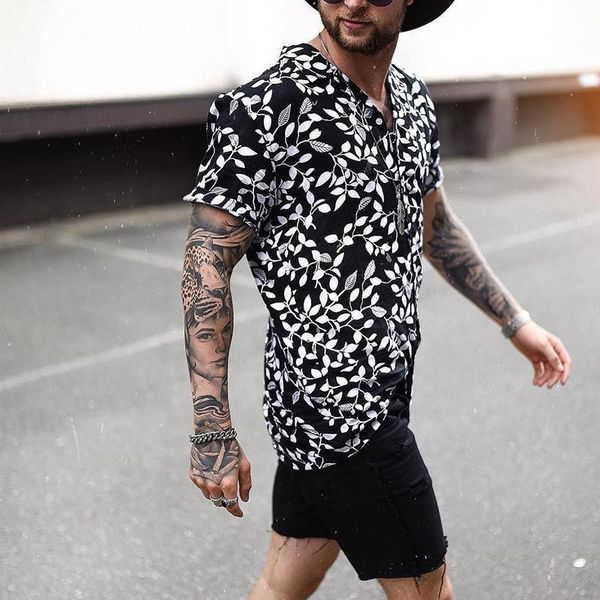 hirigin men hawaiian shirt summer blouse floral beach short sleeve casual slim shirt top, White;black
hirigin men hawaiian shirt summer blouse floral beach short sleeve casual slim shirt top, White;black