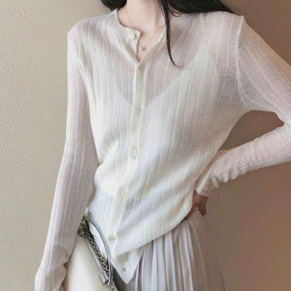women sweater spring and summer round neck knitted cardigan women thin loose super tencel cardigan top, White
women sweater spring and summer round neck knitted cardigan women thin loose super tencel cardigan top, White