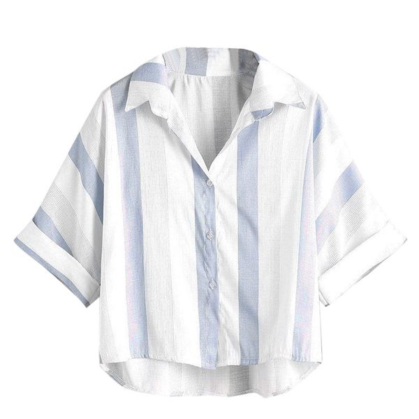 summer blouse women cotton linen striped short sleeve turn-down collar blouse ladies shirt blusas mujer de moda 2019, White
summer blouse women cotton linen striped short sleeve turn-down collar blouse ladies shirt blusas mujer de moda 2019, White