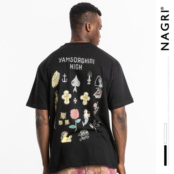 nagri europe and america popular brand men's wear asap hand-painted rose cross cartoon illustration couples men's t-shir, White;black
nagri europe and america popular brand men's wear asap hand-painted rose cross cartoon illustration couples men's t-shir, White;black