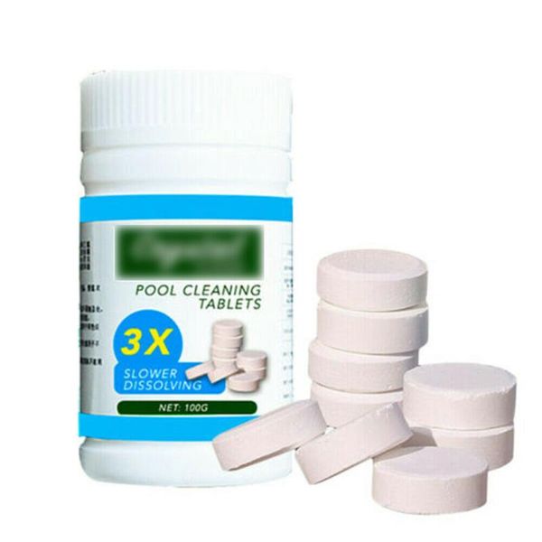 100pcs Clarifier Tub Spa Chlorine Tablets Algaecide Swimming Pool Water Cleaning Non Toxic Effervescent Outdoor Tablets May18
