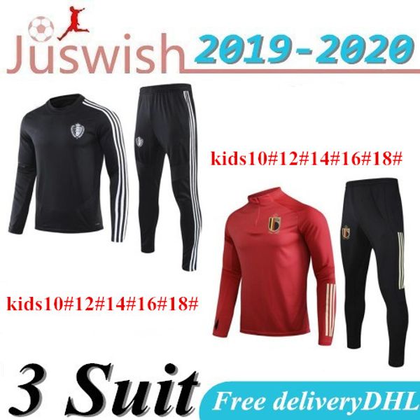 2020 european cup belgium kids black training suit de bruyne soccer tracksuits lukaku e.hazard long sleeve trousers leisure football uniform, Black;red
2020 european cup belgium kids black training suit de bruyne soccer tracksuits lukaku e.hazard long sleeve trousers leisure football uniform, Black;red