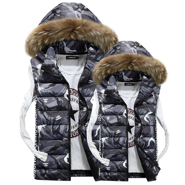 mens autumn lothing fashion casual men's camouflage vest sleeveless jacket down jacket vest large fur collar winter gilet men, Black
mens autumn lothing fashion casual men's camouflage vest sleeveless jacket down jacket vest large fur collar winter gilet men, Black