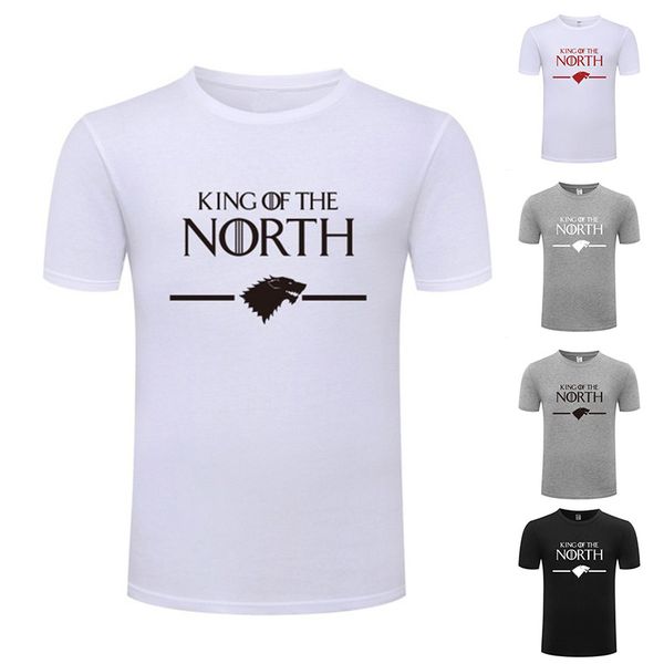 

mens summer t-shirt the king of north letter printing 100% cotton round collar short sleeves size s-3xl, White;black