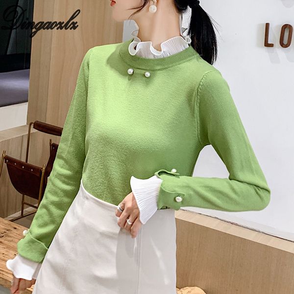 dingaozlz 2019 new korean fashion clothing long sleeve stitching chiffon knitted sweater slim women pullovers shirt, White;black
dingaozlz 2019 new korean fashion clothing long sleeve stitching chiffon knitted sweater slim women pullovers shirt, White;black