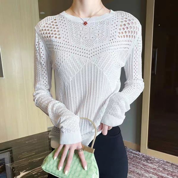 long-sleeved o-neck solid color hollow out women knitted 2020 spring summer new, White;black
long-sleeved o-neck solid color hollow out women knitted 2020 spring summer new, White;black
