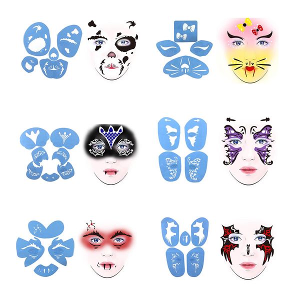 6 sets plastic reusable face paint stencil body painting template, makeup accessories for men women stage party facial design tool
6 sets plastic reusable face paint stencil body painting template, makeup accessories for men women stage party facial design tool