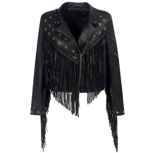 short pu leather jacket female pu leather jacket coat womens tassel jackets rivet locomotive coat motorcycle bomber, Black
short pu leather jacket female pu leather jacket coat womens tassel jackets rivet locomotive coat motorcycle bomber, Black