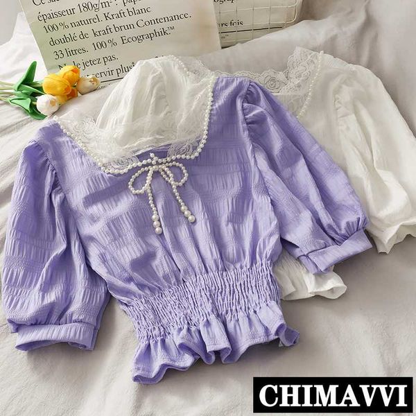 fairy lace spliced beaded bowknot off-shoulder puff sleeve girl's shirt women's korean-style short blouse summer cropped, White
fairy lace spliced beaded bowknot off-shoulder puff sleeve girl's shirt women's korean-style short blouse summer cropped, White