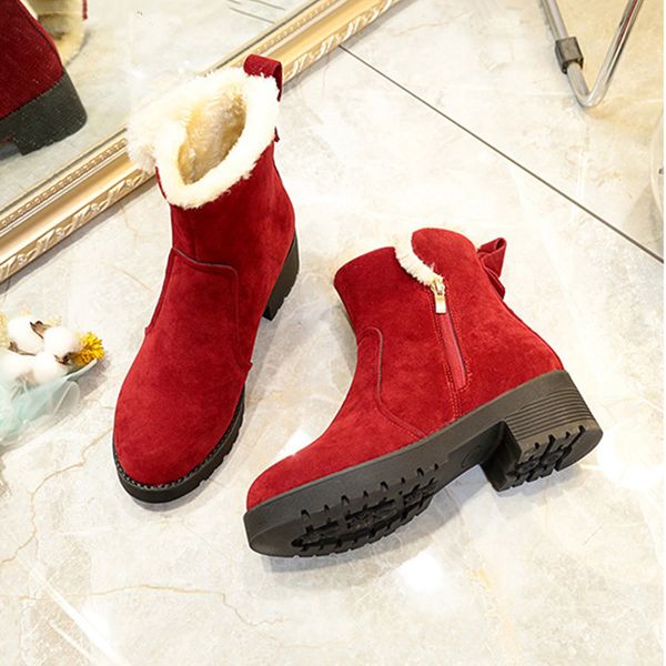 2018 women boots flock ankle boots spring autumn women casual ladies shoes, Black