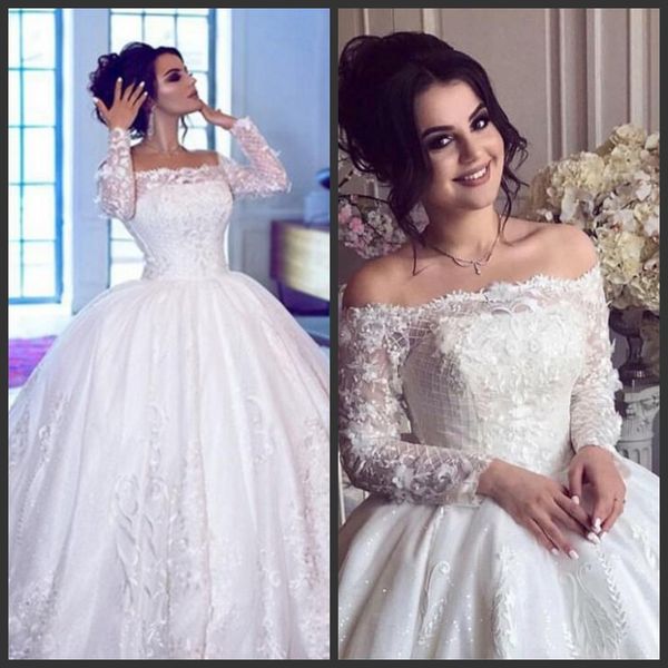 glamorous ball gown wedding dresses off shoulder lace appliques long sleeves bridal gowns custom made 2019 luxury fashion wedding dresses, White
glamorous ball gown wedding dresses off shoulder lace appliques long sleeves bridal gowns custom made 2019 luxury fashion wedding dresses, White