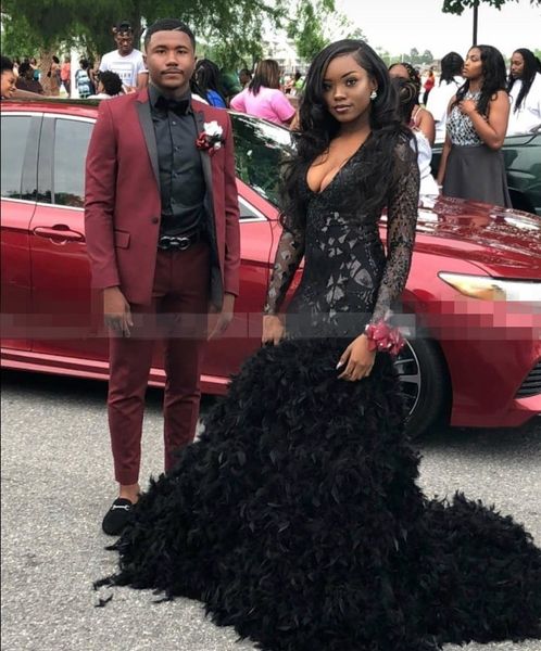 african black girls prom dresses with feathers train mermaid long sleeve deep v-neck sequin party dress evening gowns 2020
african black girls prom dresses with feathers train mermaid long sleeve deep v-neck sequin party dress evening gowns 2020