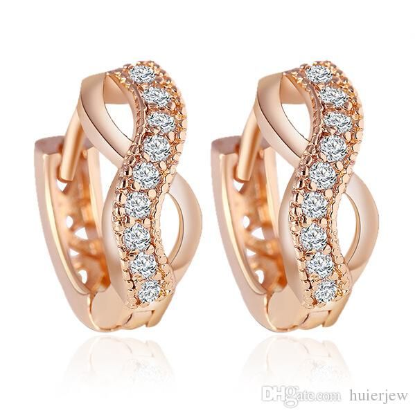 

earrings women austrian crystal drop earring 18k rose gold plated cubic zirconia women earrings, Silver