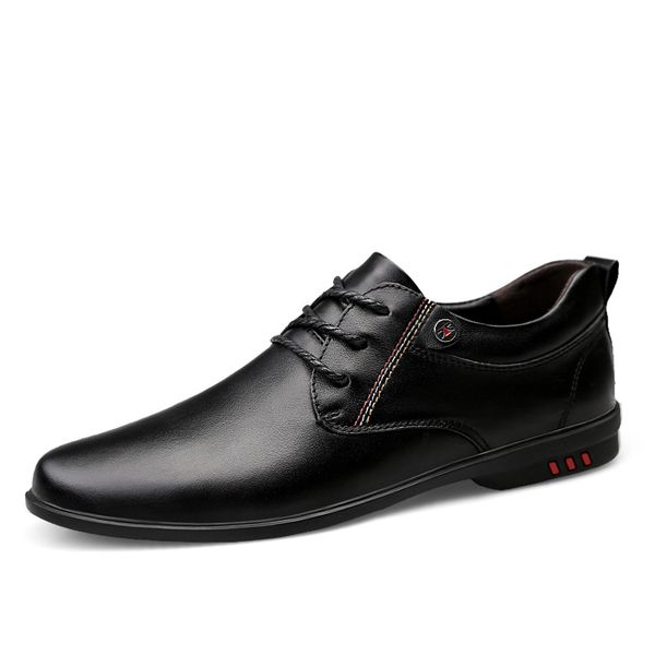 men shoes fashion designer genuine leather shoes men's business dress classic shoes pointed toe formal, Black