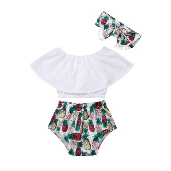 3pcs fashion cute baby clothes sets girl new summer clothes ruffle tank crop vest+pineapple shorts pants headwear outfits, White
3pcs fashion cute baby clothes sets girl new summer clothes ruffle tank crop vest+pineapple shorts pants headwear outfits, White