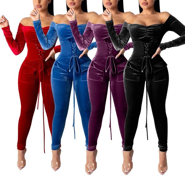 off shoulder high waist jumpsuit women fashion slim solid print collar eyelet corset long sleeve high waist jumpsuit set 4 color, Black;white
off shoulder high waist jumpsuit women fashion slim solid print collar eyelet corset long sleeve high waist jumpsuit set 4 color, Black;white