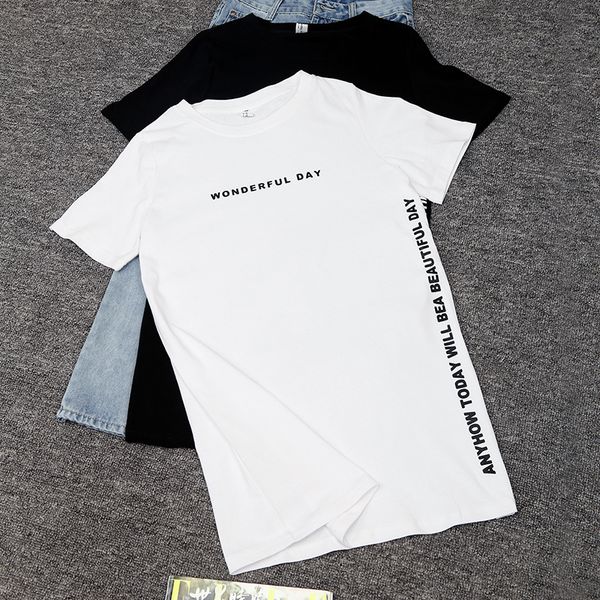 size wonderful t summer tshirt day plus print women loose short sleeve shirts slit cotton femme long dtsoa, Black
size wonderful t summer tshirt day plus print women loose short sleeve shirts slit cotton femme long dtsoa, Black