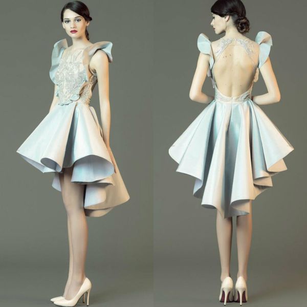 2019 rami salamoun high low prom dresses bateau neck lace appliqued cocktail dress tiered skirt evening celebrity party gowns, Black
2019 rami salamoun high low prom dresses bateau neck lace appliqued cocktail dress tiered skirt evening celebrity party gowns, Black