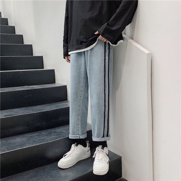 autumn korean style loose jeans men's fashion brand fashion striped straight pants hong kong style ins all-match wide leg pants, White;black
autumn korean style loose jeans men's fashion brand fashion striped straight pants hong kong style ins all-match wide leg pants, White;black