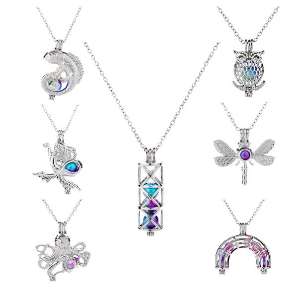 colorful pearl cage pendant necklaces lizard mermaid dragonfly owl ocs cylinder arch bridge animal charm for women fashion jewelry, Silver
colorful pearl cage pendant necklaces lizard mermaid dragonfly owl ocs cylinder arch bridge animal charm for women fashion jewelry, Silver