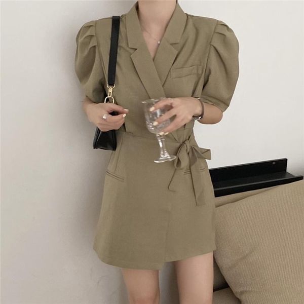 ladies office korean stye mini dress puff sleeve trun down collar drawstring a-line elegant women summer dress female, Black;gray
ladies office korean stye mini dress puff sleeve trun down collar drawstring a-line elegant women summer dress female, Black;gray