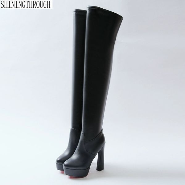 2018 high heel platform boots women over the knee high women snow boots women's winter thigh shoes woman, Black
2018 high heel platform boots women over the knee high women snow boots women's winter thigh shoes woman, Black