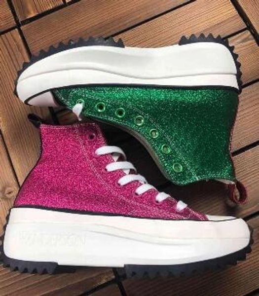 2019 womens girl ladies run star x jw anderson thick-soled sneakers pantshoes running shoes j.w. anderson chuck run star hike 1970s 1, Black