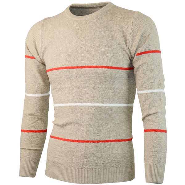 2018 new autumn and winter men's sweater wild fashion slim round neck long sleeve pullover striped sweater, White;black
2018 new autumn and winter men's sweater wild fashion slim round neck long sleeve pullover striped sweater, White;black