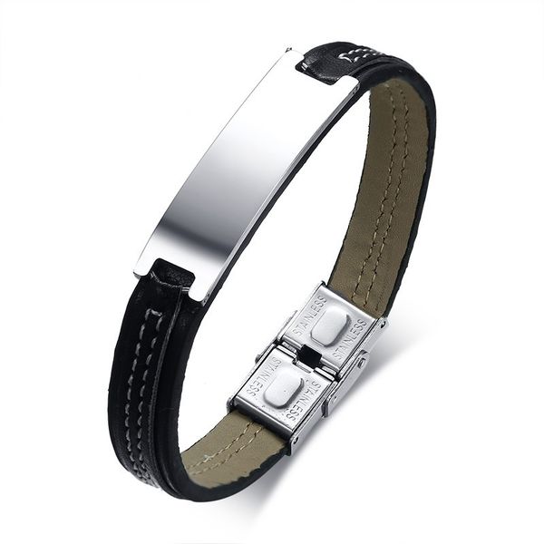 Black Silver Color Fashion Simple Men's Bangle Stainless Steel Leather Bracelet Watchband Jewelry Gift for Men Boys J339
Black Silver Color Fashion Simple Men's Bangle Stainless Steel Leather Bracelet Watchband Jewelry Gift for Men Boys J339