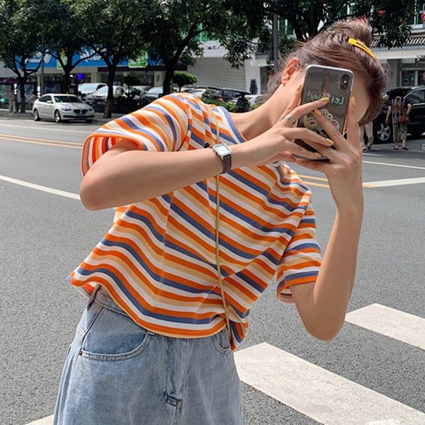 женщины тенниска 2020 лето roupas feminina корейский стиль harajuku радуга полосатый kawaii crop top plus размер streetwear tee femme, White
женщины тенниска 2020 лето roupas feminina корейский стиль harajuku радуга полосатый kawaii crop top plus размер streetwear tee femme, White
