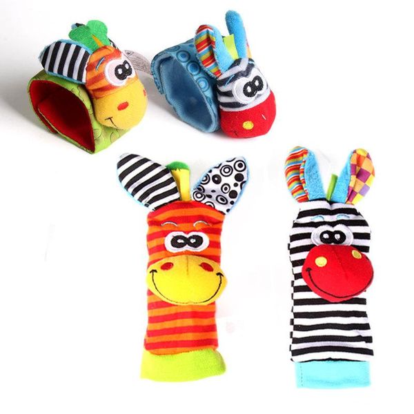 

new cartoon baby toys 0-12 months soft animal baby rattles children infant newborn plush sock baby toy wrist strap foot socks