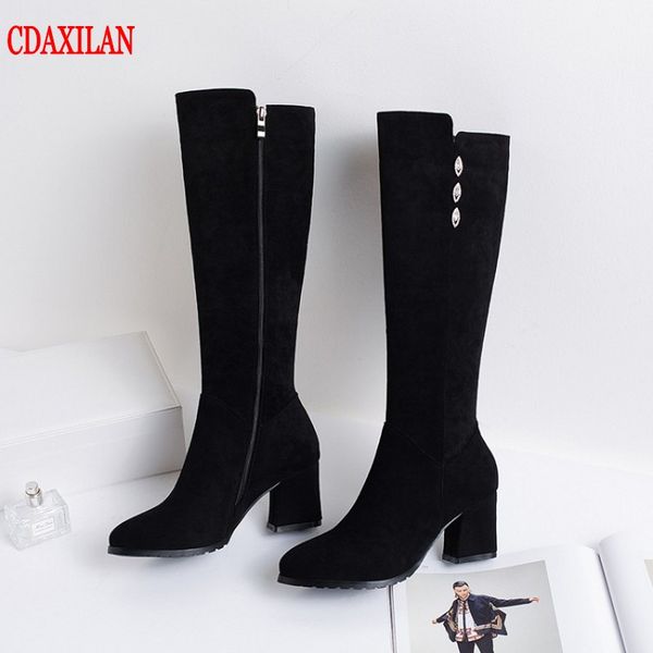 cdaxilan new to knee-high boots women winter warm legs velvet fabric side zipper high-heel motorcycle boots, Black
cdaxilan new to knee-high boots women winter warm legs velvet fabric side zipper high-heel motorcycle boots, Black