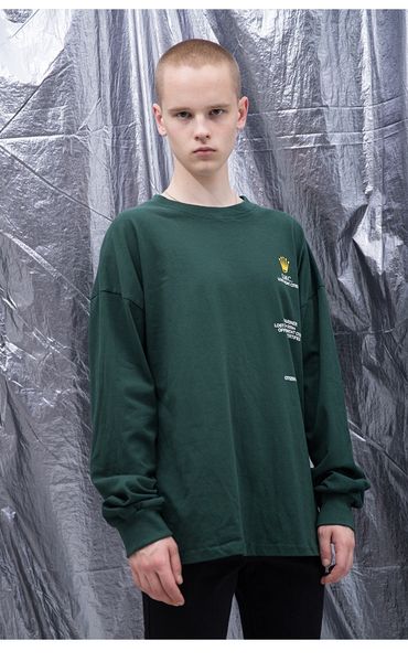 Crown Embroidery Letter Print Long Sleeve Tshirts Mens Women Rapper Hip Hop Loose Tops T-Shirts Green Black Streetwear Crew Neck Tshirts
Crown Embroidery Letter Print Long Sleeve Tshirts Mens Women Rapper Hip Hop Loose Tops T-Shirts Green Black Streetwear Crew Neck Tshirts