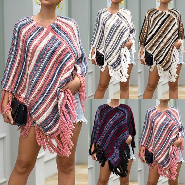 chamsgend batwing sleeve long knitted sweater coat striped poncho cape cachemire women tassel cloak sweater, Black
chamsgend batwing sleeve long knitted sweater coat striped poncho cape cachemire women tassel cloak sweater, Black