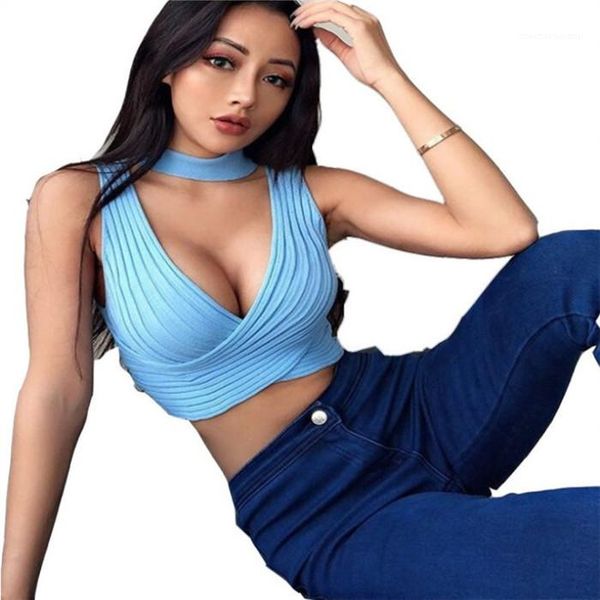 tight body wild sleeveless hanging neck v-neck tees solid color slim short sweater for women cross wrapped chest women, White
tight body wild sleeveless hanging neck v-neck tees solid color slim short sweater for women cross wrapped chest women, White