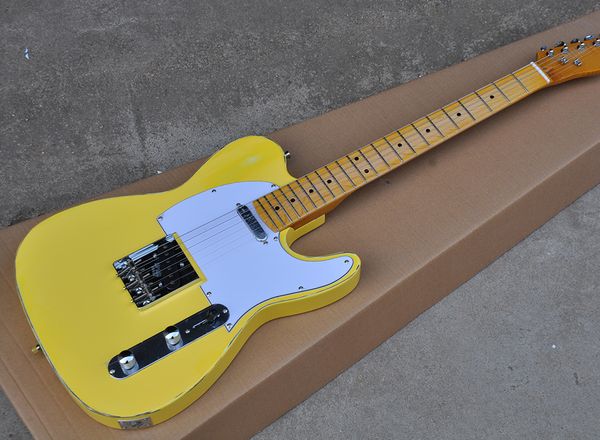 wholesale yellow electric guitar with vintage style body and neck,chrome hardware,white pickguard 0408
wholesale yellow electric guitar with vintage style body and neck,chrome hardware,white pickguard 0408