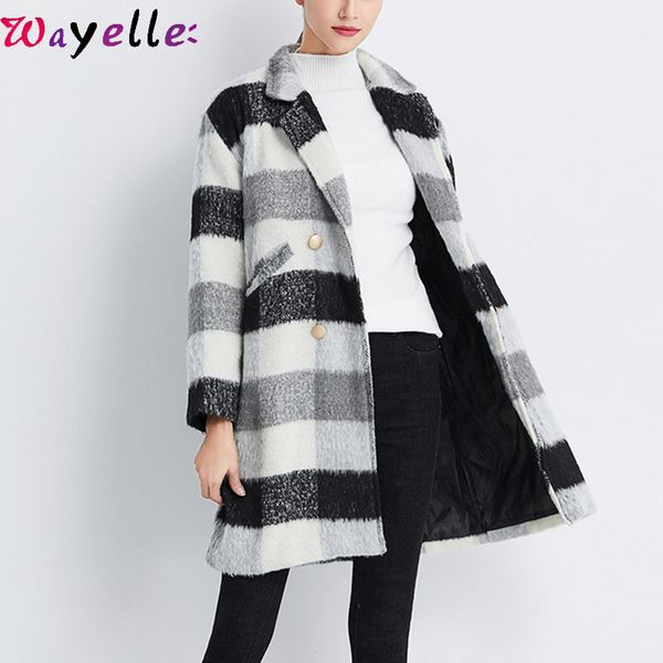 new autumn winter long trench coat women casual black white plaid jackets coat women thickness warm button lady outwear
new autumn winter long trench coat women casual black white plaid jackets coat women thickness warm button lady outwear