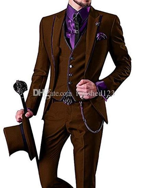 very good one button brown groom tuxedos peak lapel men suits 3 pieces wedding/prom/dinner blazer (jacket+pants+vest+tie) w534, Black;gray
very good one button brown groom tuxedos peak lapel men suits 3 pieces wedding/prom/dinner blazer (jacket+pants+vest+tie) w534, Black;gray