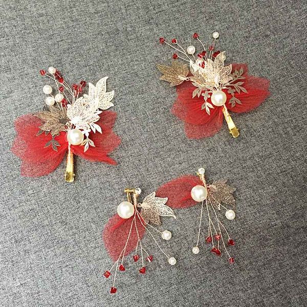 red yarn flower shape crystal simulated pearls hairpin pendant earring headpieces bride noiva wedding party jewelry sets, Silver
red yarn flower shape crystal simulated pearls hairpin pendant earring headpieces bride noiva wedding party jewelry sets, Silver