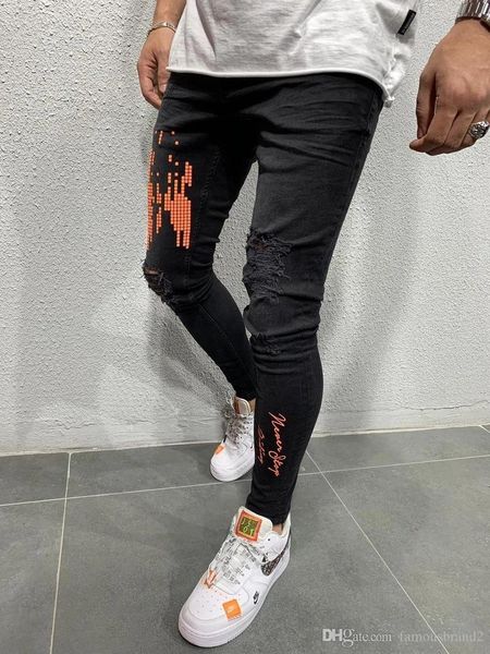 black mens designer jeans spring season all match holes ripped zipper pencil pants pantalones, Blue
black mens designer jeans spring season all match holes ripped zipper pencil pants pantalones, Blue