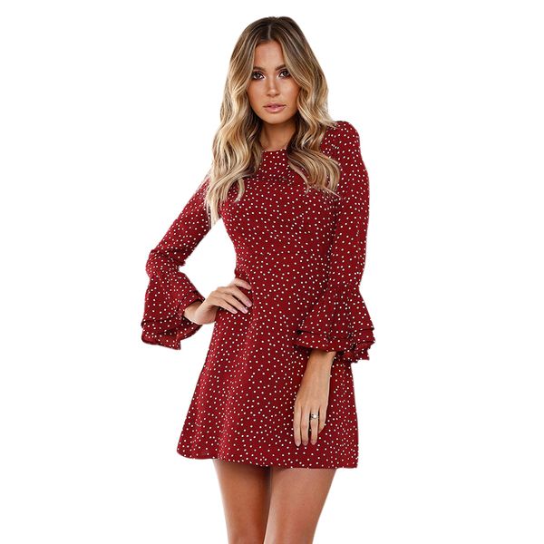 women elegant polka dot dress flare long sleeve tunic ladies dresses vintage casual mini short party dress vestidos de festa, Black;gray
women elegant polka dot dress flare long sleeve tunic ladies dresses vintage casual mini short party dress vestidos de festa, Black;gray