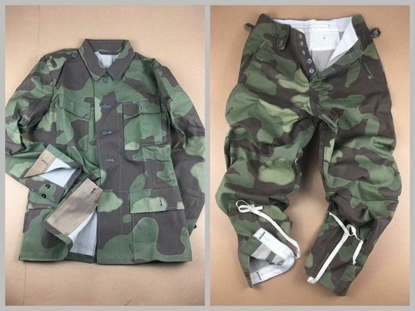 wwii german elite italian camo uniform m43 field tunic and trousers set collection war reenactments, Black;red
wwii german elite italian camo uniform m43 field tunic and trousers set collection war reenactments, Black;red